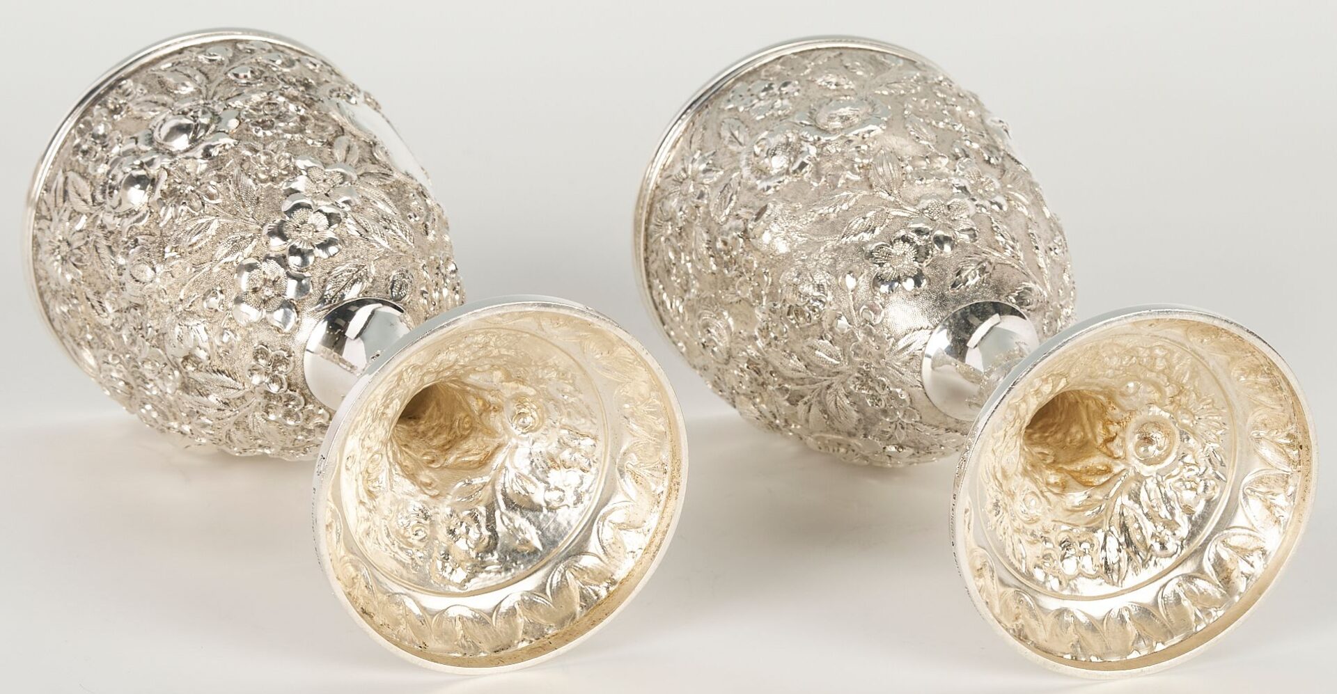 Lot 53: Set of 12 A.G. Schultz & Co. Sterling Silver Repousse Goblets