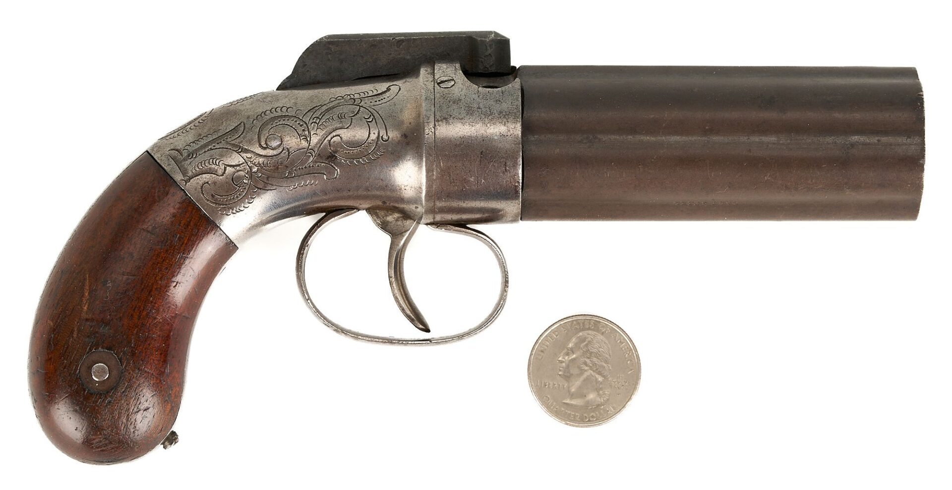 Lot 542: Manhattan 6 Shot Pepperbox Percussion Revolver, Early Serial