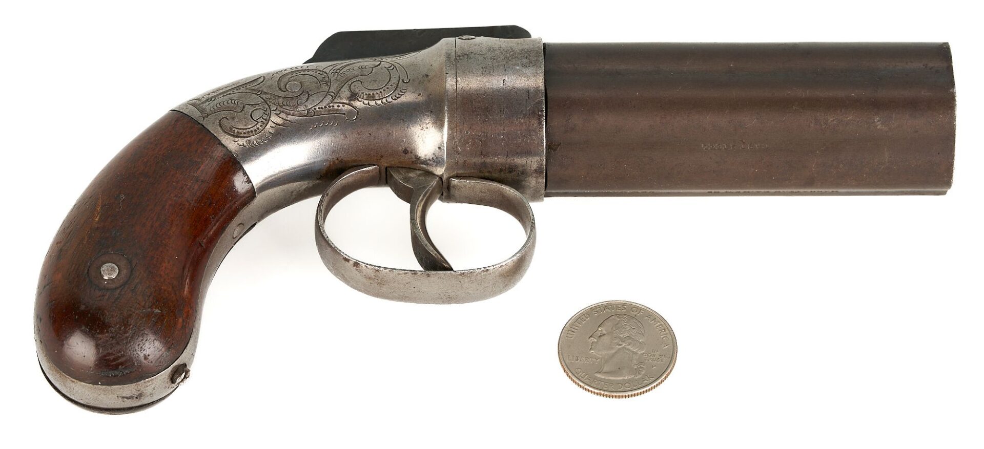 Lot 542: Manhattan 6 Shot Pepperbox Percussion Revolver, Early Serial