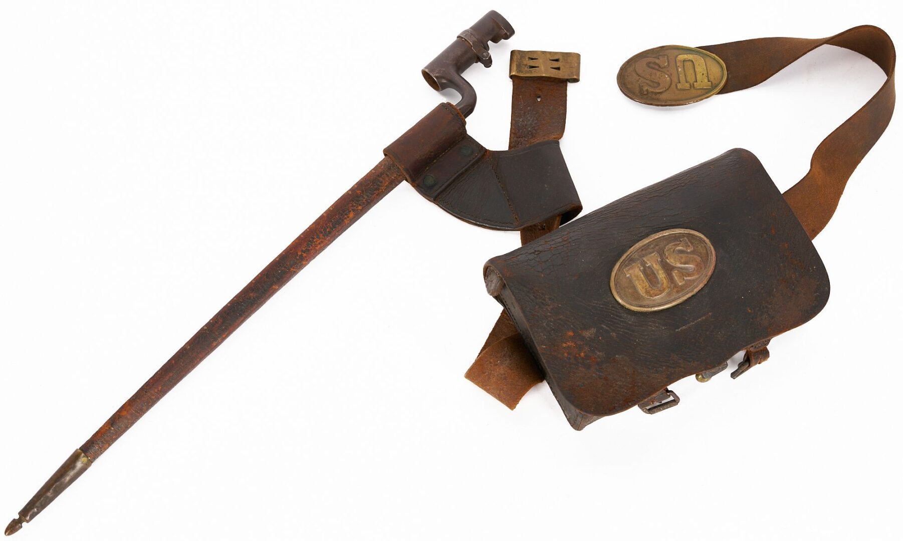 Lot 551: 3 Pcs. Civil War Union Model 1855 Infantry Equipment
