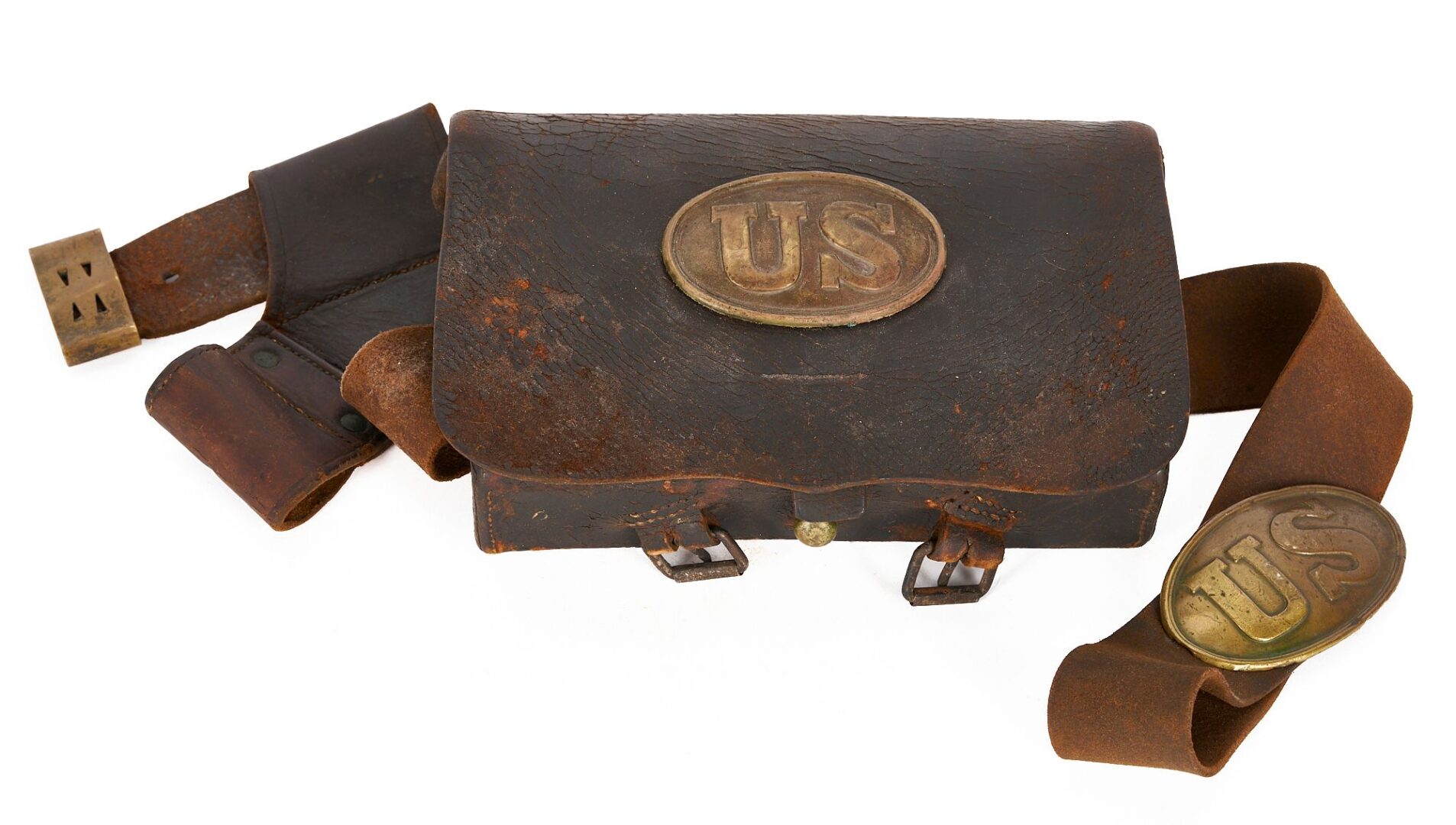 Lot 551: 3 Pcs. Civil War Union Model 1855 Infantry Equipment