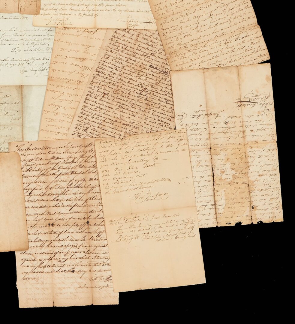 Lot 583: 17 Early Wilson County TN Documents including Public Square Deed 1802