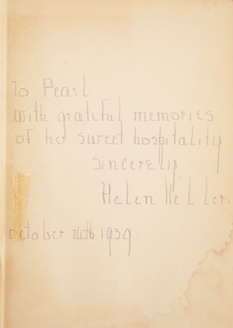 Lot 592: Helen Keller Signed "Journal" 1st Edition, Assoc. Copy