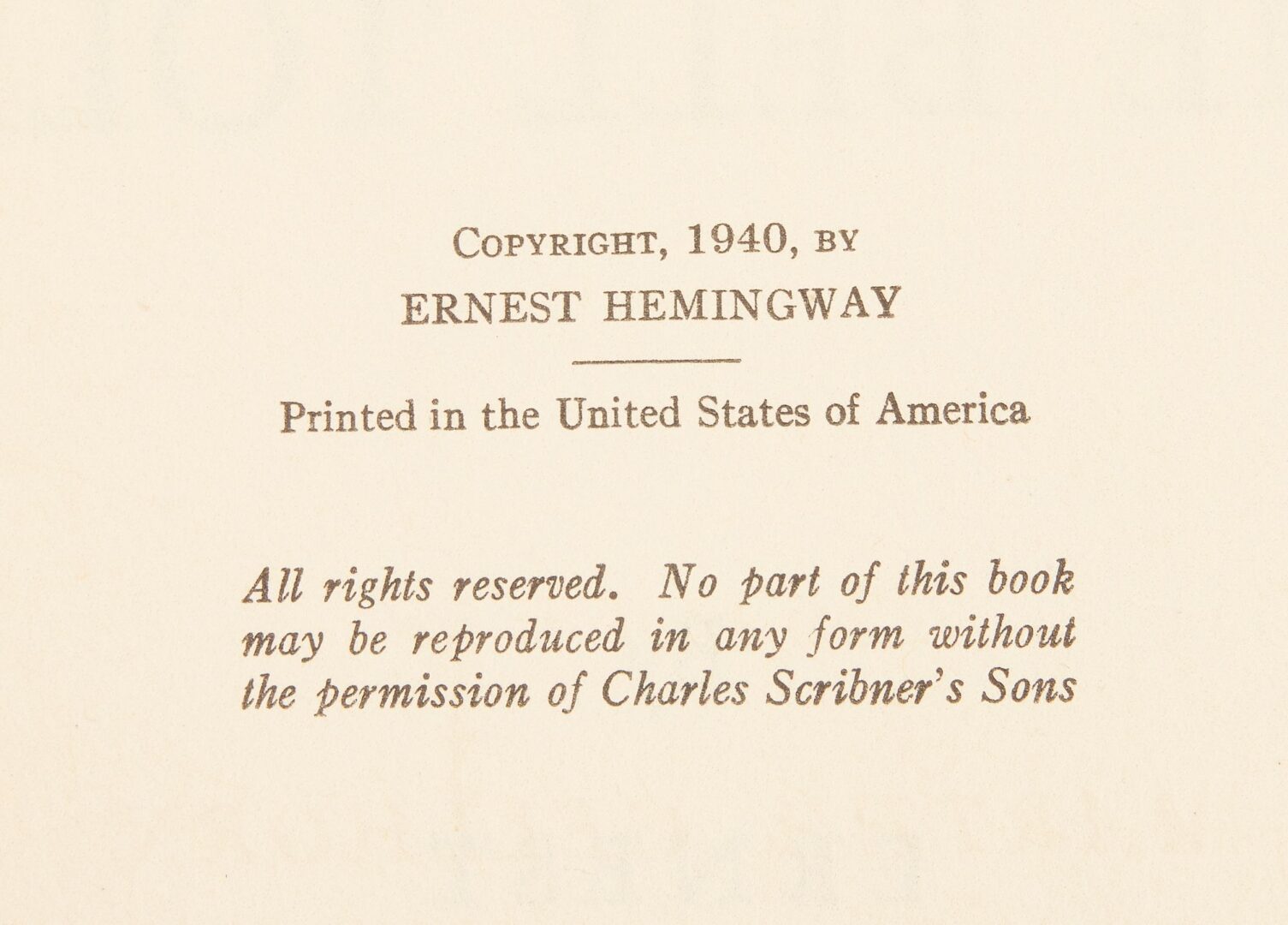 Lot 594: Ernest Hemingway , For Whom the Bell Tolls, Signed