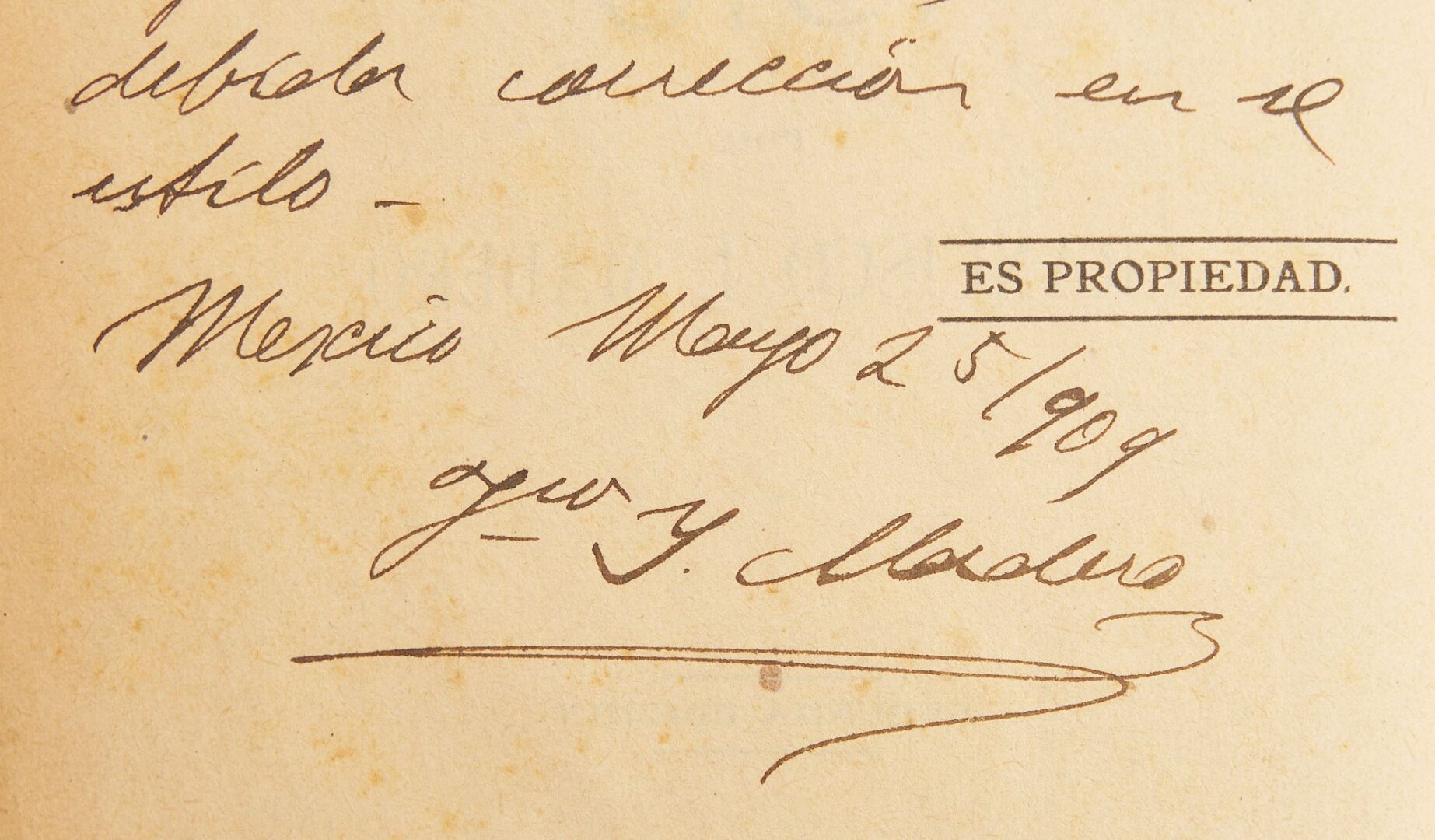Lot 597: Francisco Madero Signed "La Sucesion Presidencial en 1910"