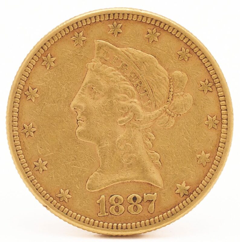 Lot 611: 1887 US $10 Liberty Head Gold Coin