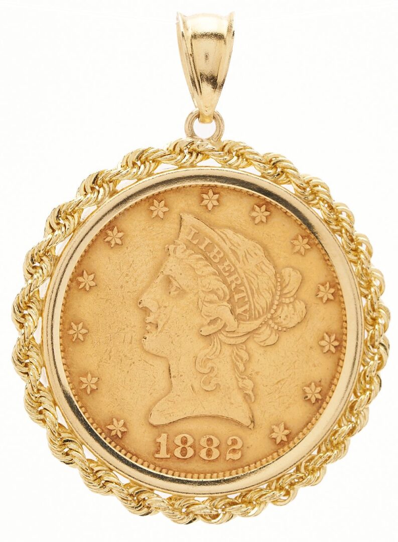 Lot 621: 1882 $10 US Liberty Eagle Gold Coin in Bezel