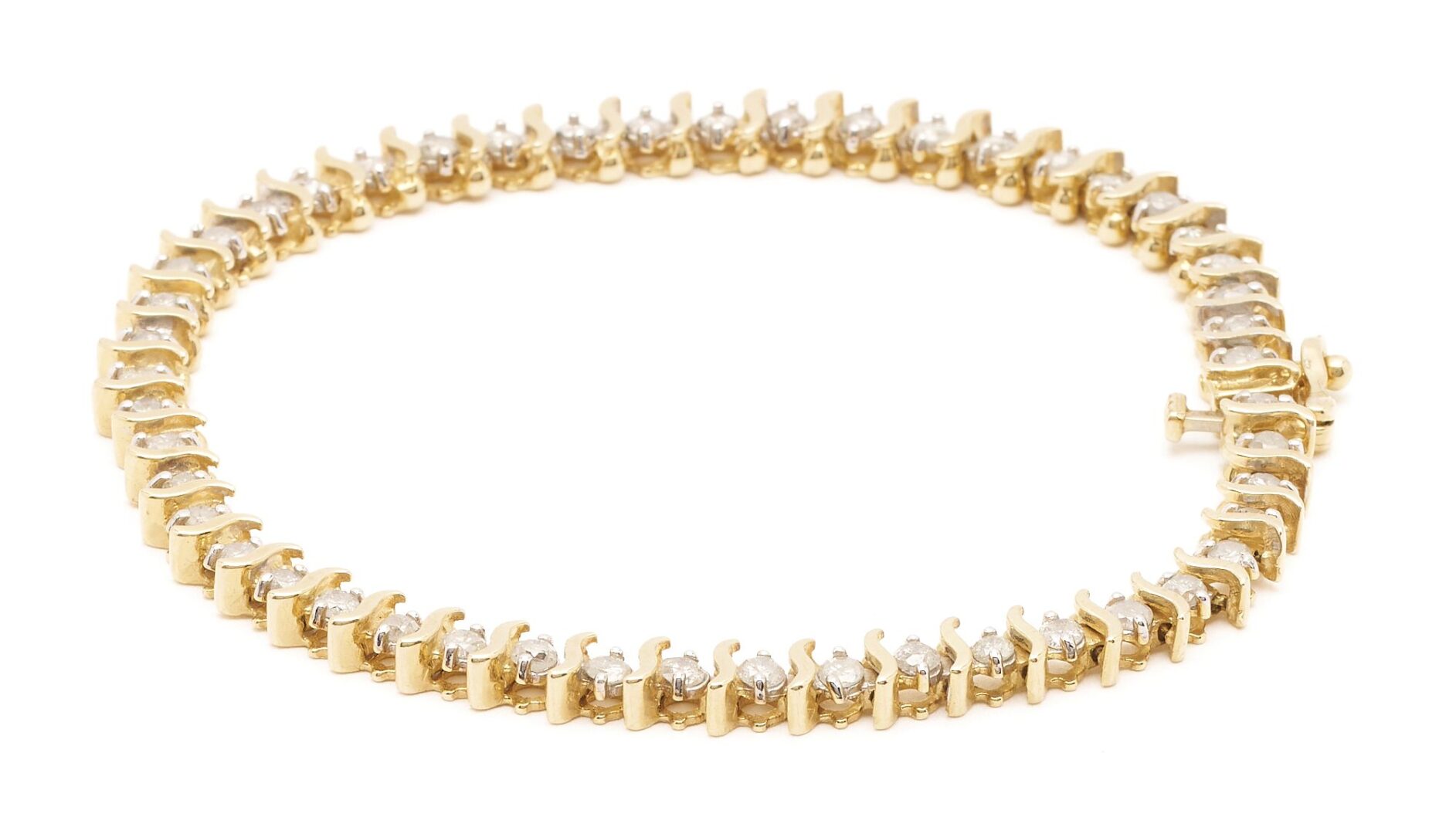Lot 623: Two (2) Gold & Diamond Bracelets – One 14K White Gold & One 10K Yellow Gold