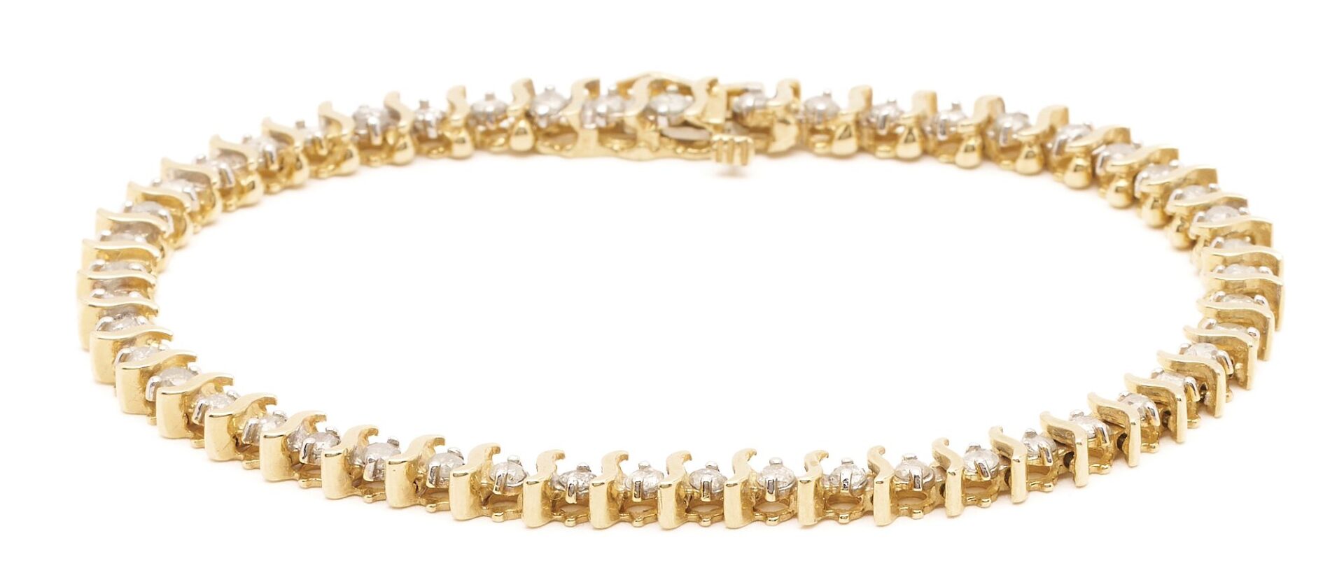 Lot 623: Two (2) Gold & Diamond Bracelets – One 14K White Gold & One 10K Yellow Gold
