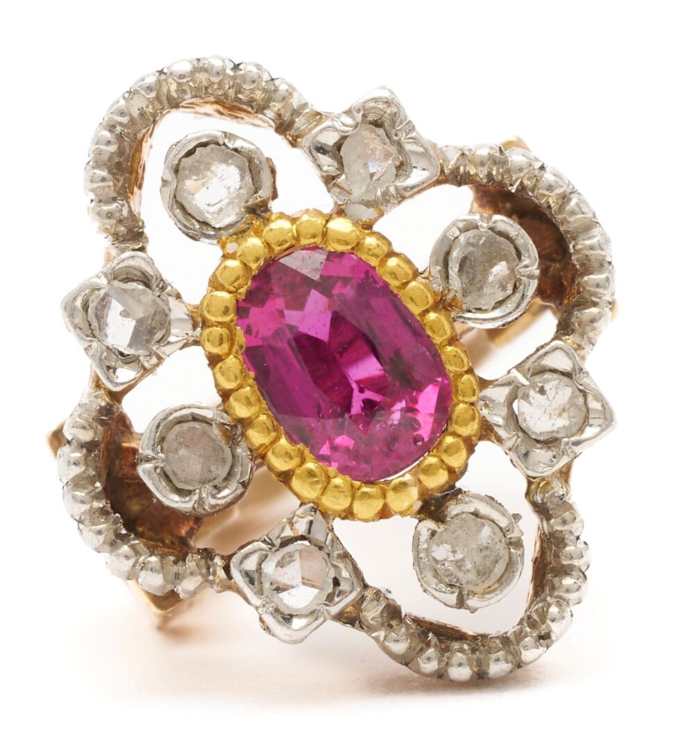 Lot 640: Antique 18K Gold & Gemstone Necklace & Watch Fob (2 pcs)
