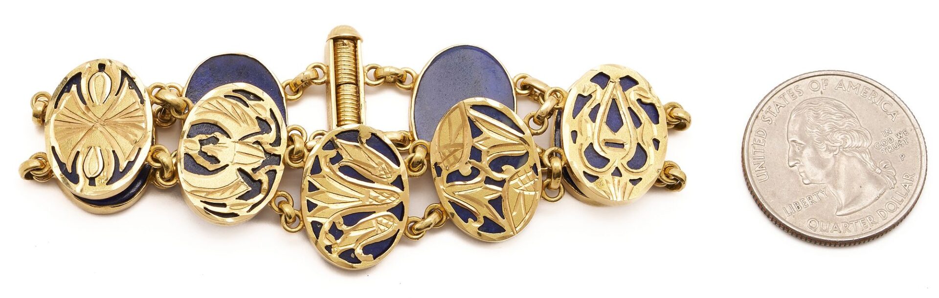 Lot 645: 18K Gold & Lapis Bracelet