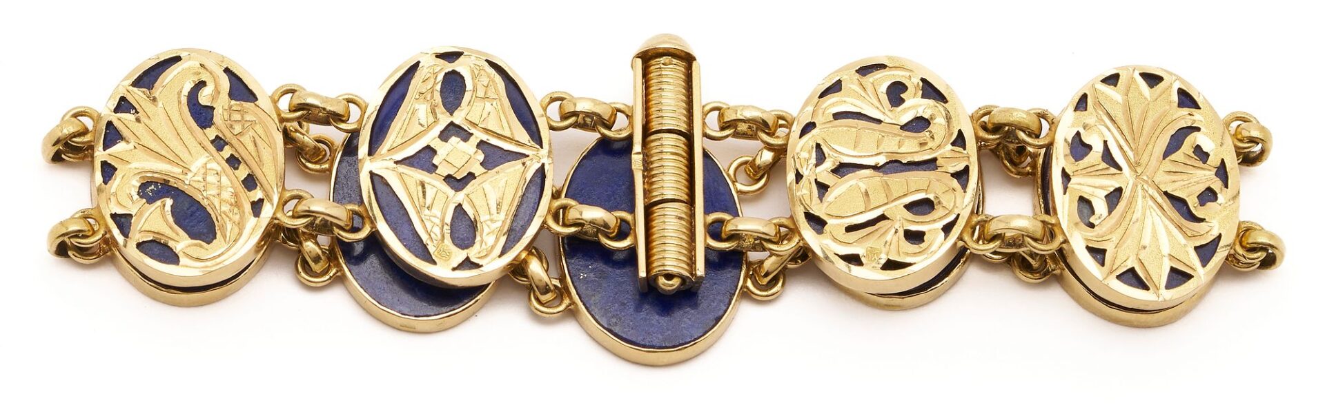 Lot 645: 18K Gold & Lapis Bracelet