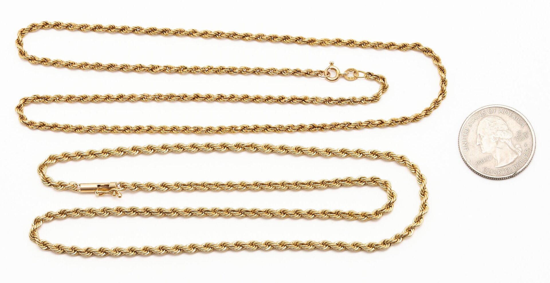 Lot 648: Two (2) 14K Gold Rope Necklaces