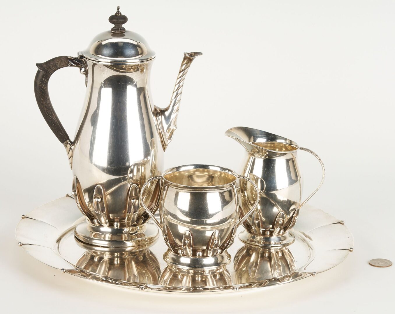 Lot 650: 4 pcs. Sterling Silver Danish Modern Style Tea Set