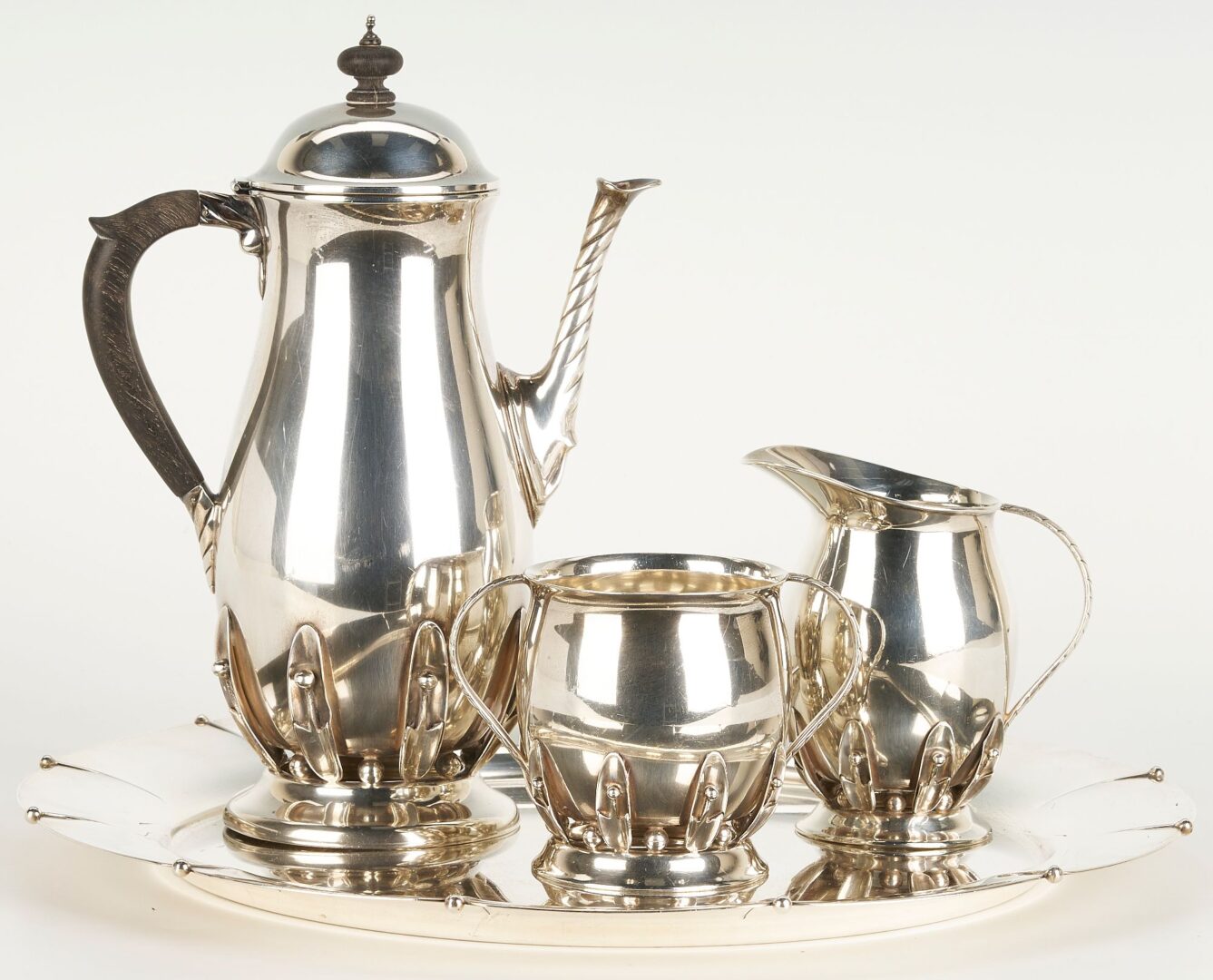 Lot 650: 4 pcs. Sterling Silver Danish Modern Style Tea Set