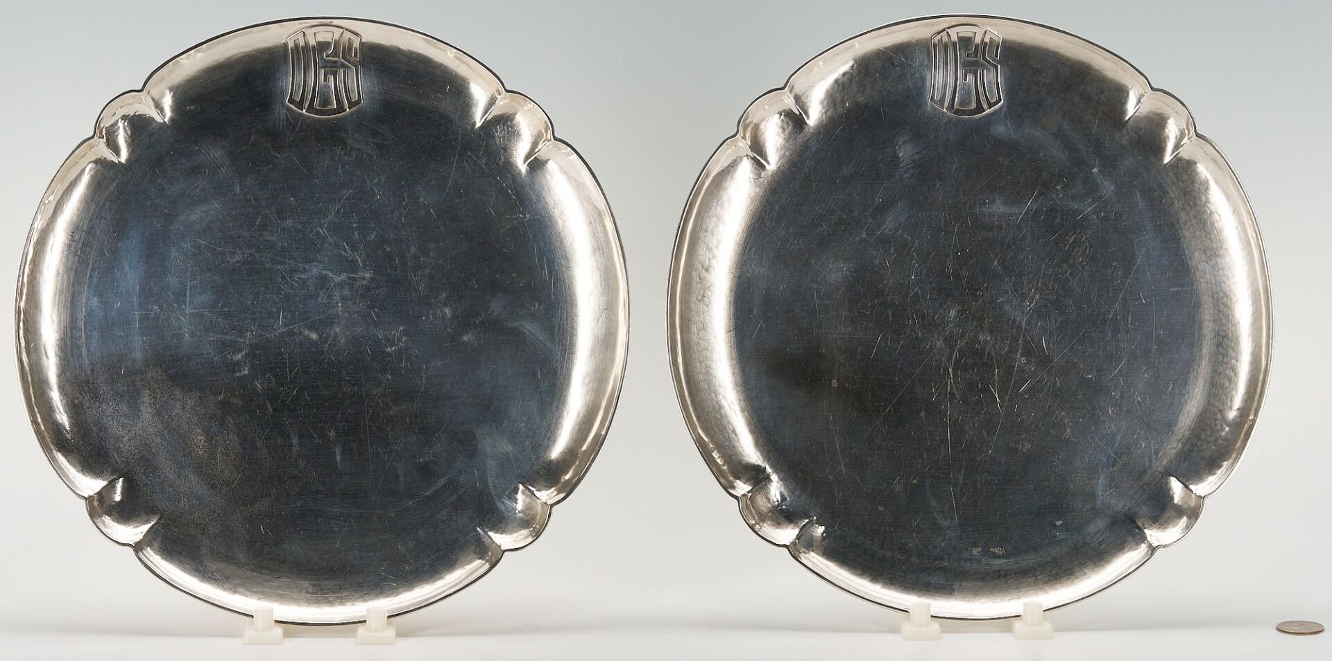 Lot 651: Pair Chicago Arts & Crafts Sterling Trays