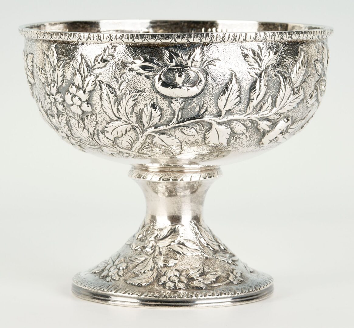 Lot 655: Kirk & Son Silver Repousse Compote, 19th century