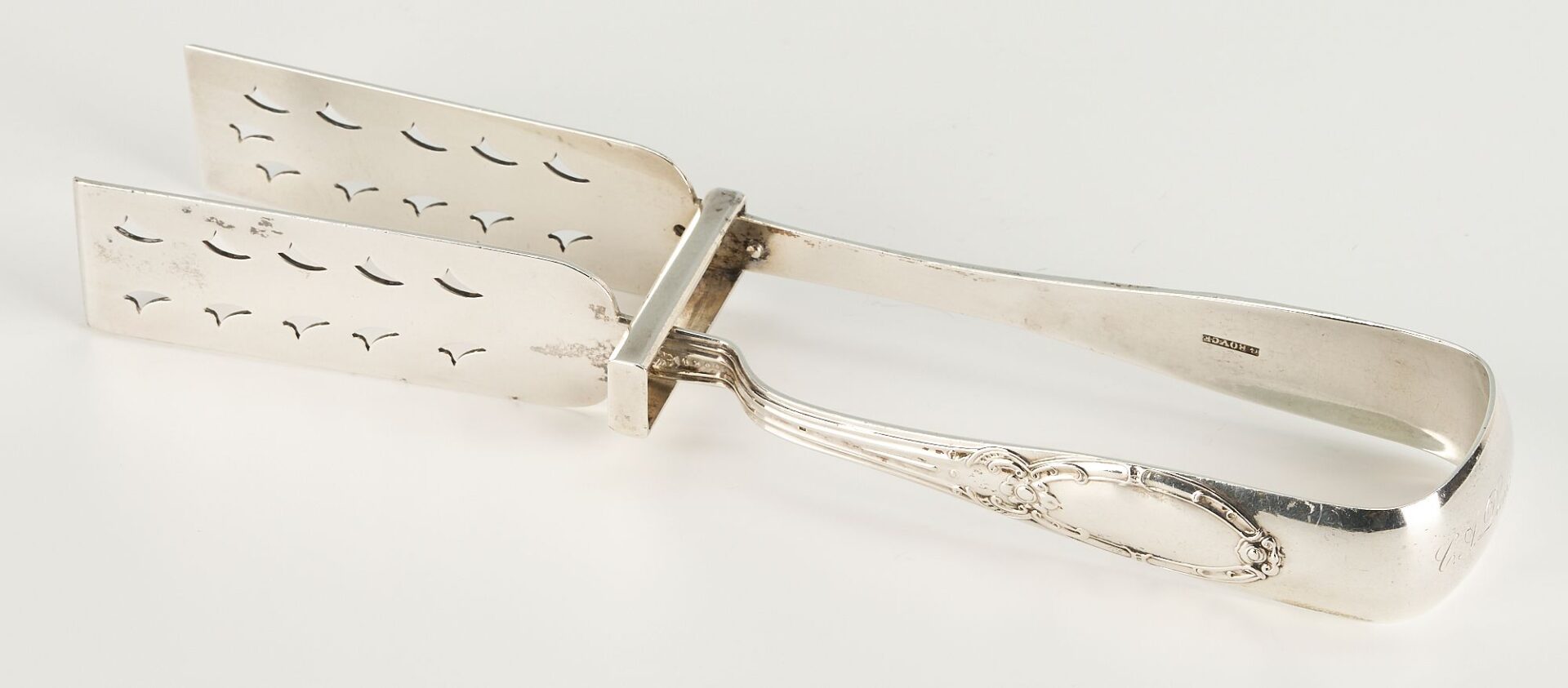 Lot 66: Coin Silver Serving Knife and Asparagus Tongs