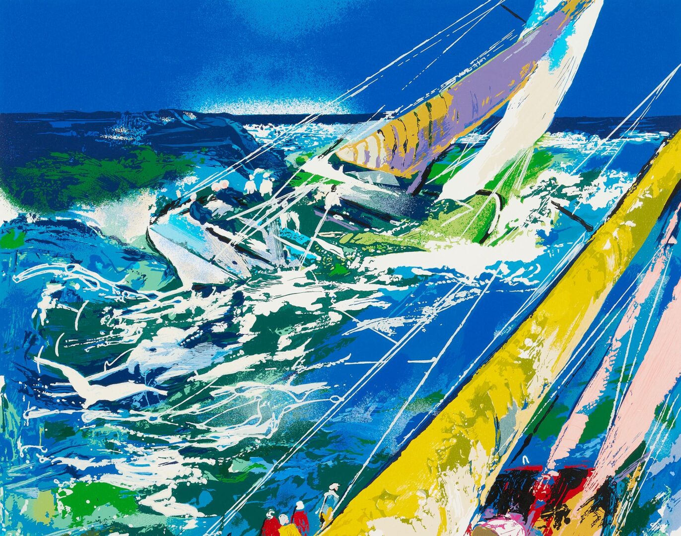 Lot 676: Large LeRoy Neiman Signed Serigraph, High Seas Sailing II, 1995