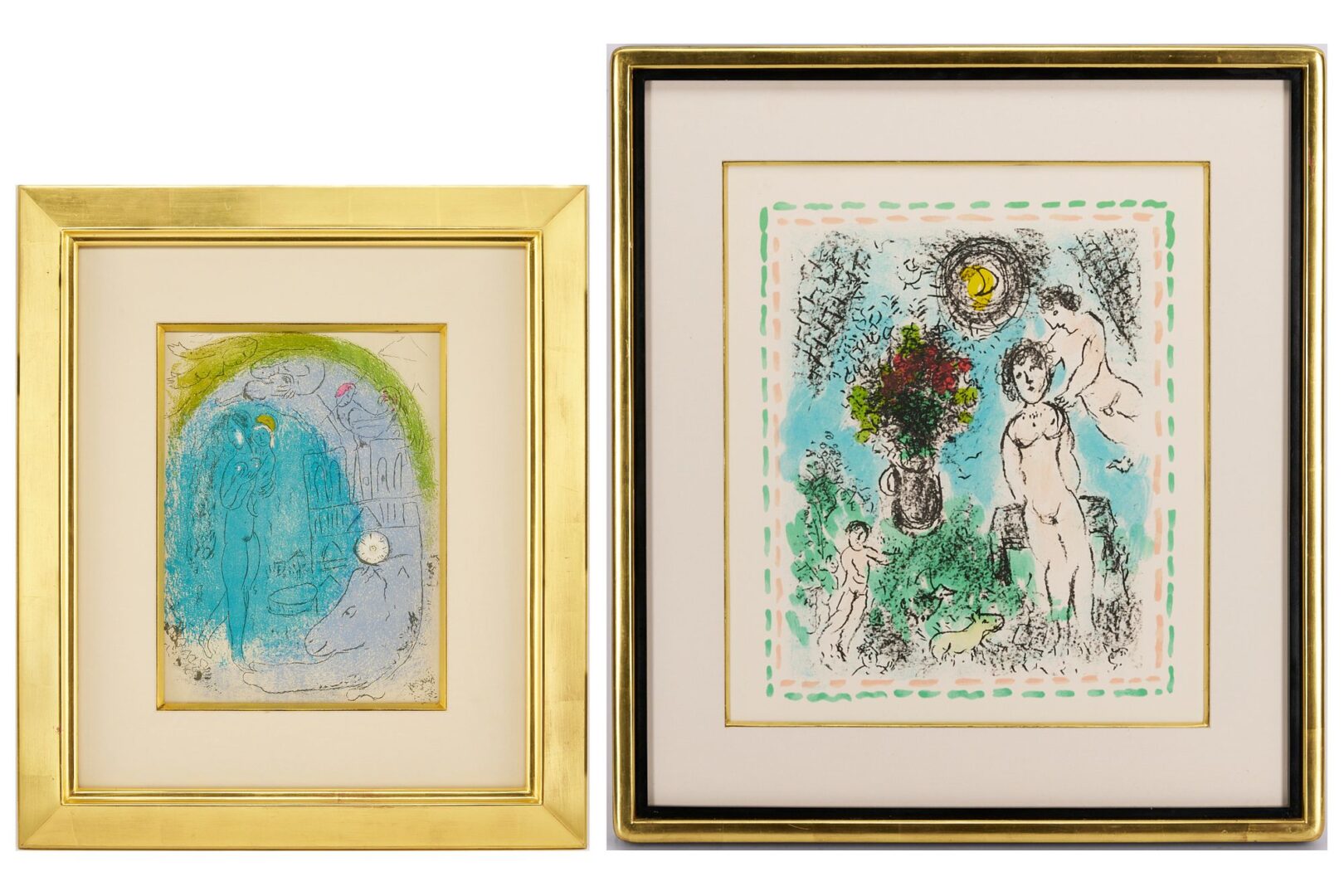 Lot 678: 2 Chagall Lithographs: Mere et Enfant Devant Notre Dame, 1952, & Printemps de Lumiere 1985