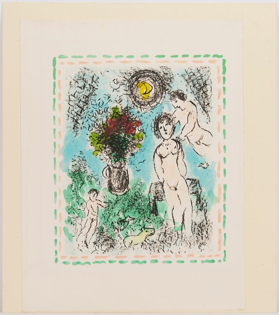 Lot 678: 2 Chagall Lithographs: Mere et Enfant Devant Notre Dame, 1952, & Printemps de Lumiere 1985