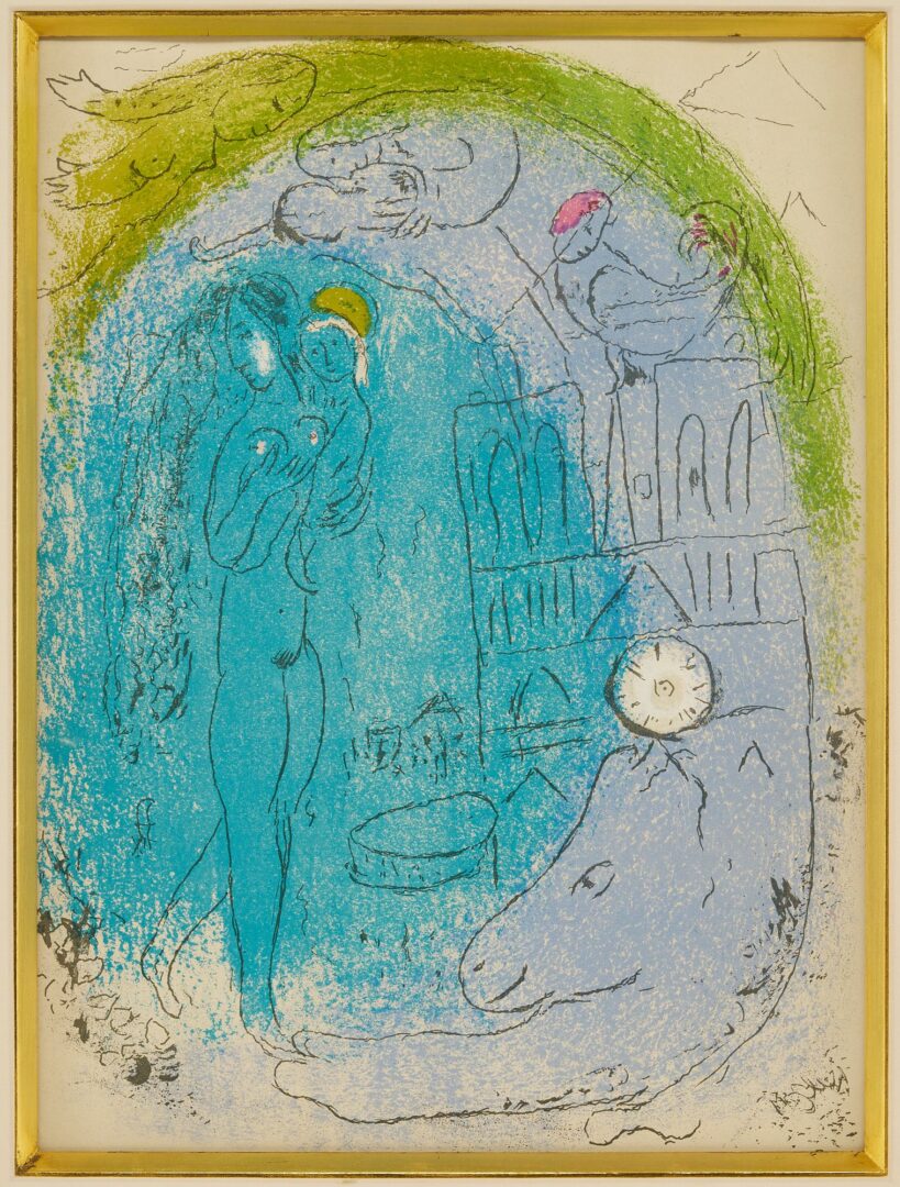 Lot 678: 2 Chagall Lithographs: Mere et Enfant Devant Notre Dame, 1952, & Printemps de Lumiere 1985