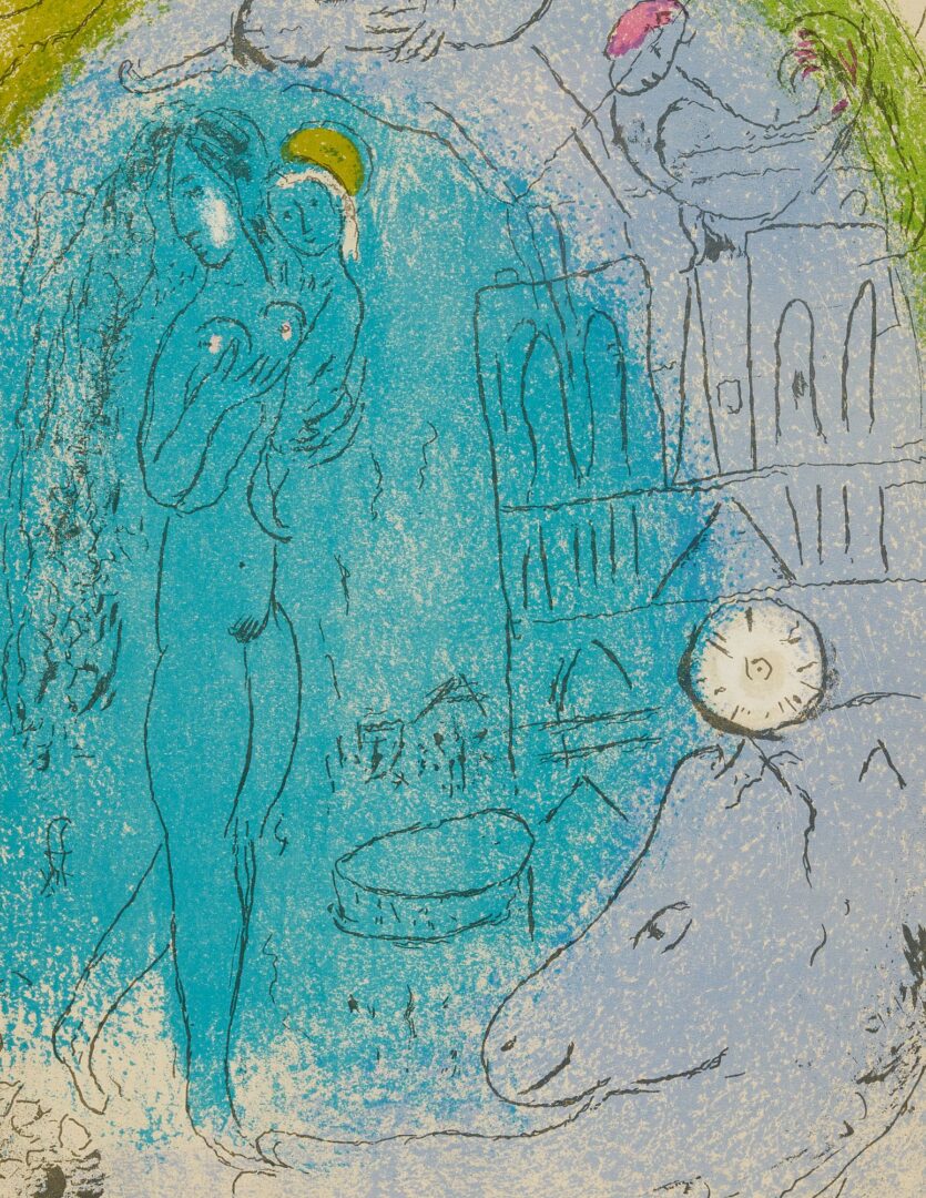 Lot 678: 2 Chagall Lithographs: Mere et Enfant Devant Notre Dame, 1952, & Printemps de Lumiere 1985