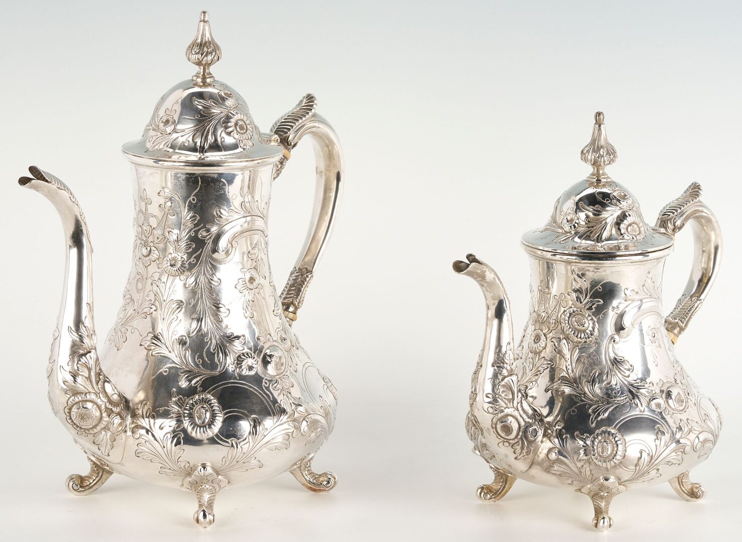 Lot 67: Large Coin Silver Coffee and Tea Pot, SC History