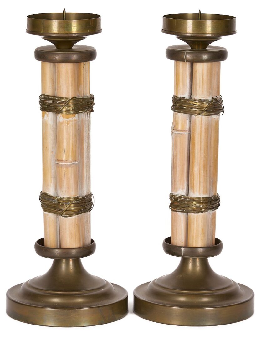 Lot 689: Style of Gabriella Crespi, Pr. Bamboo Candlesticks