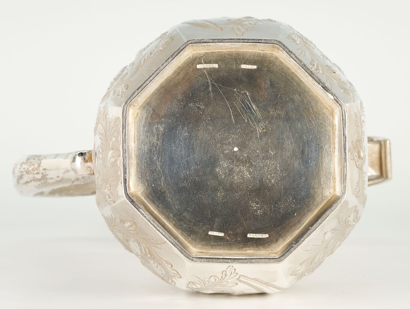 Lot 68: 19th c. Coin Silver Water Pitcher, Octagonal Form, SC History