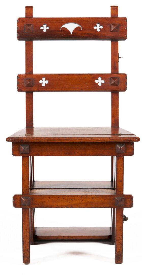 Lot 692: Arts & Crafts Metamorphic Library Ladder Chair
