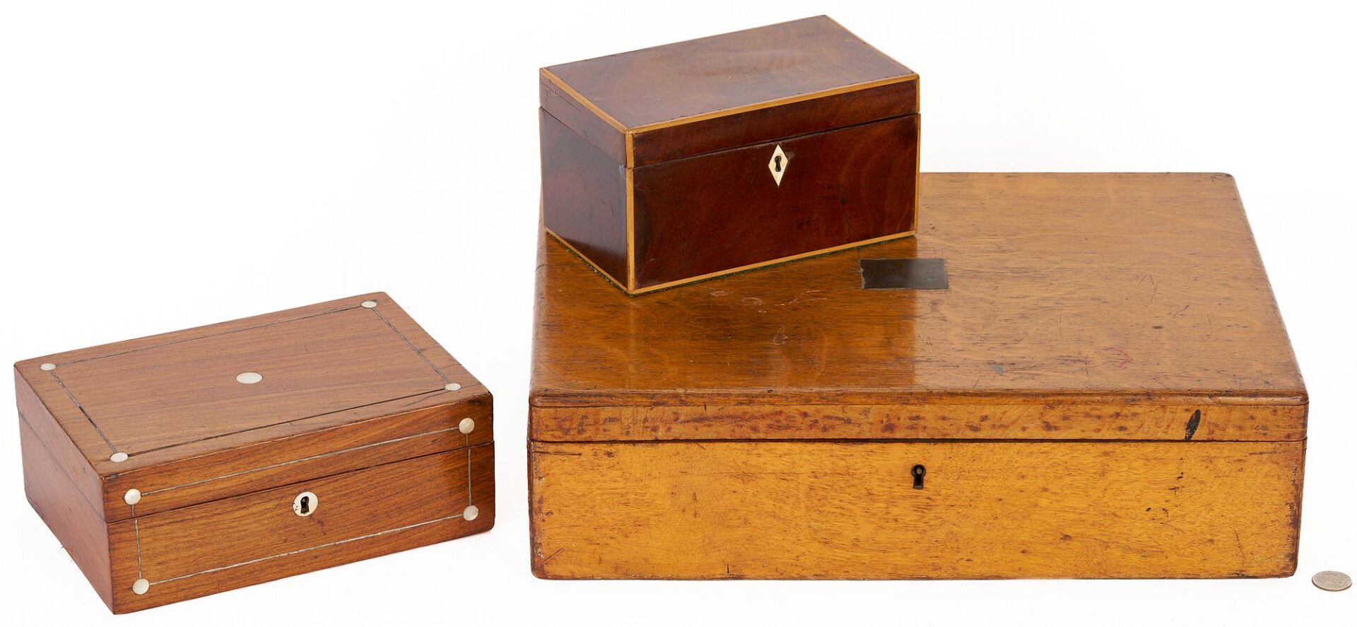 Lot 695: 3 Antique Boxes incl. Silverware Box