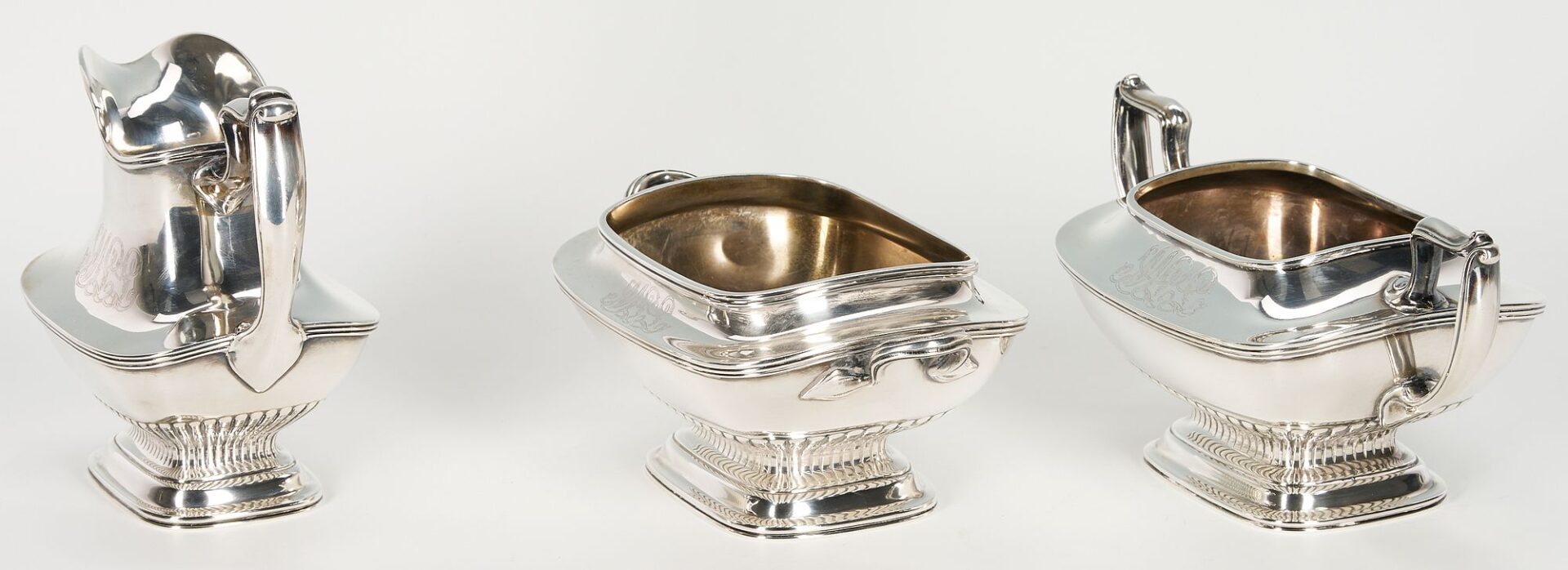 Lot 696: Gorham Sterling 5 Pc Tea Set w/ Tray, Lea – Warner Family, Nashville