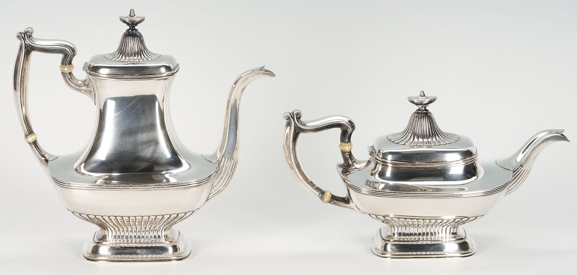 Lot 696: Gorham Sterling 5 Pc Tea Set w/ Tray, Lea – Warner Family, Nashville