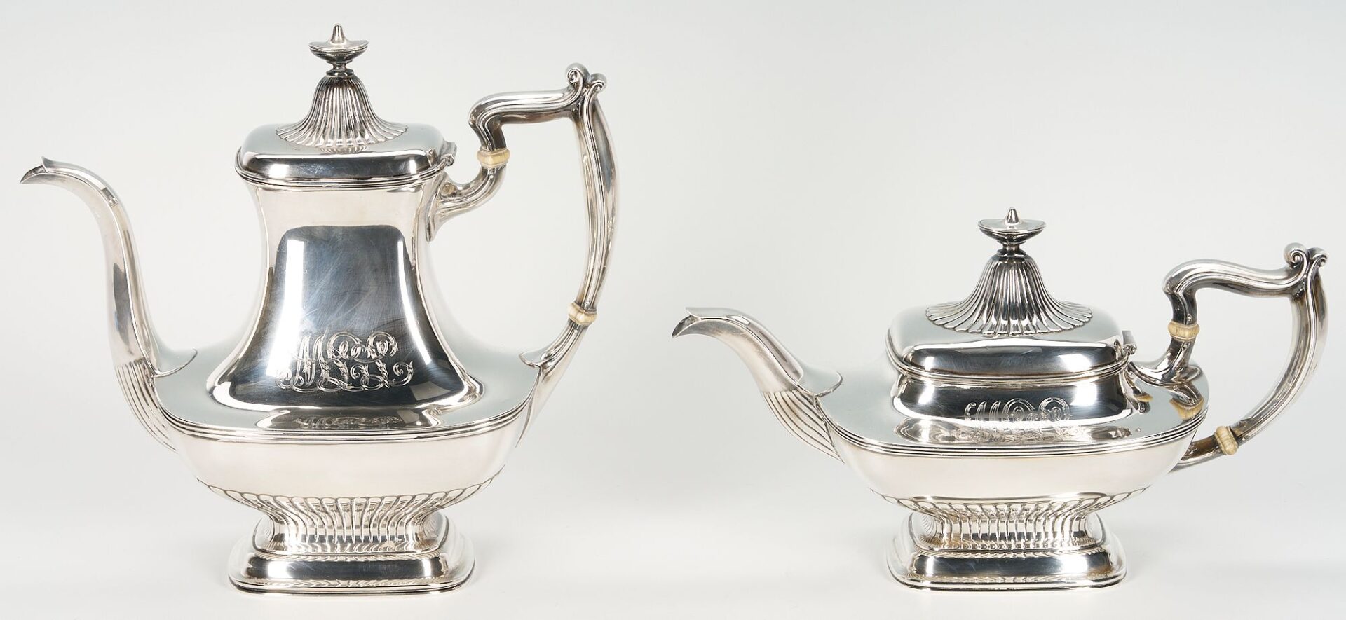 Lot 696: Gorham Sterling 5 Pc Tea Set w/ Tray, Lea – Warner Family, Nashville