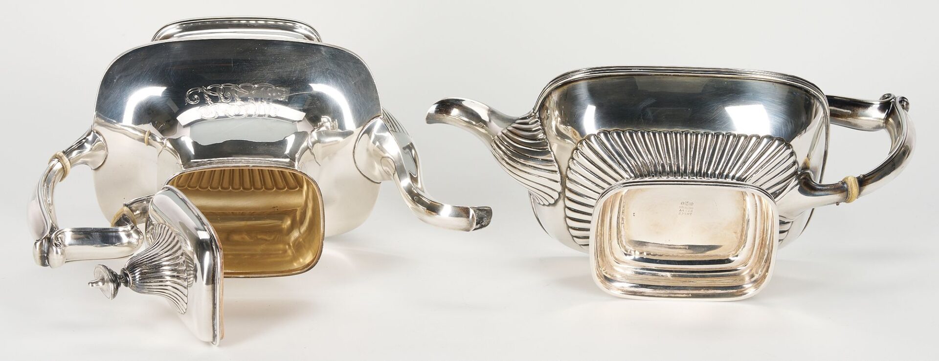 Lot 696: Gorham Sterling 5 Pc Tea Set w/ Tray, Lea – Warner Family, Nashville