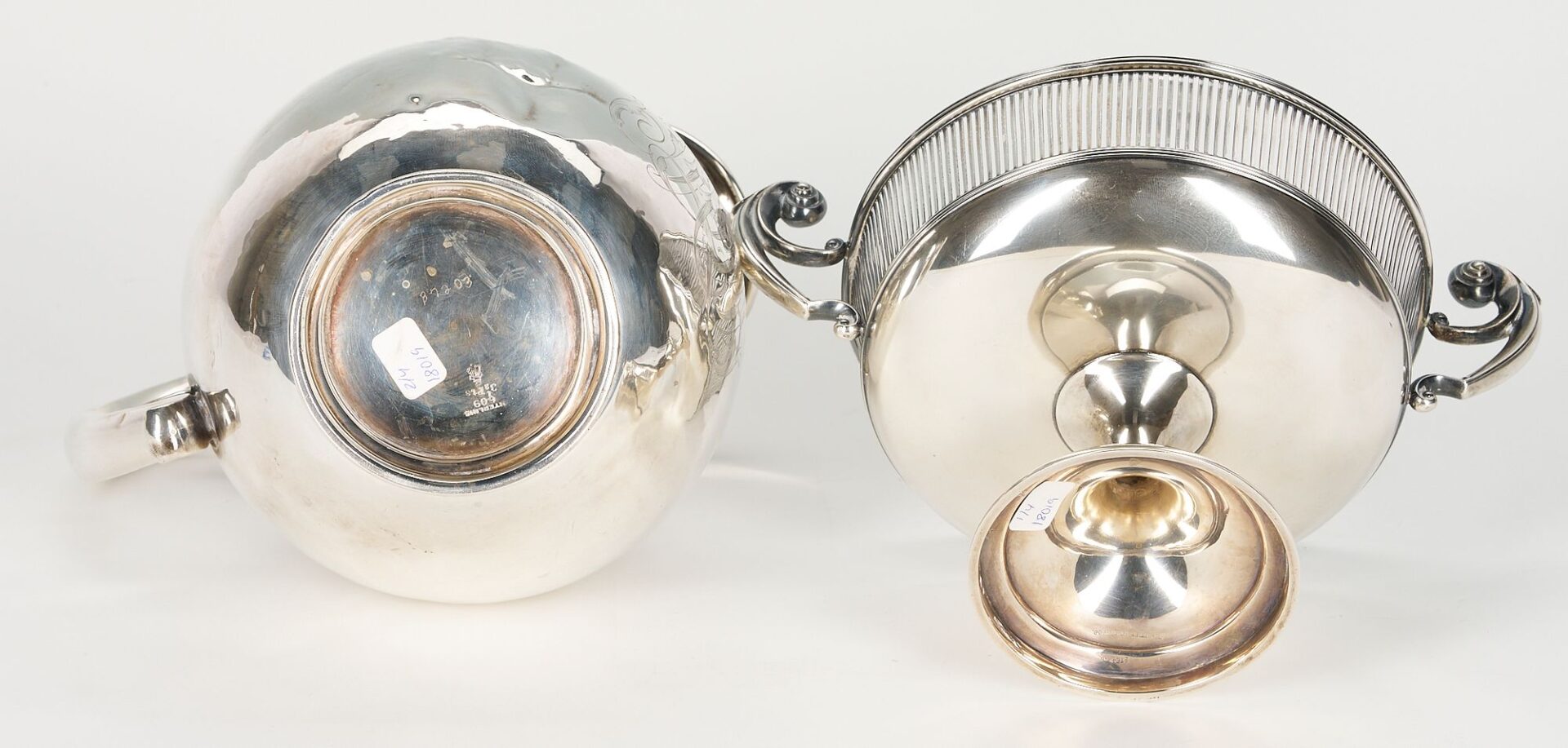 Lot 697: Lea Family Sterling Compote & Pitcher plus Pr. S/P Compotes, 4 pcs.