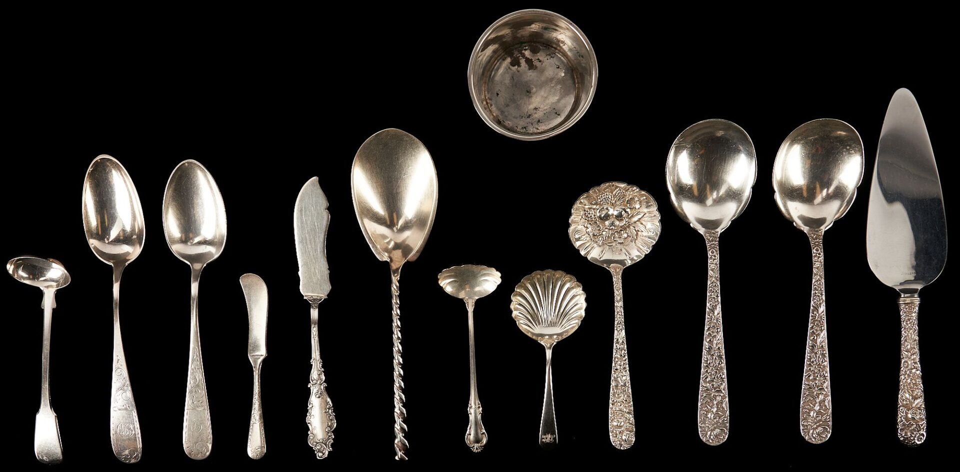Lot 706: 30 pcs assorted Silver incl. Flatware, French Cup