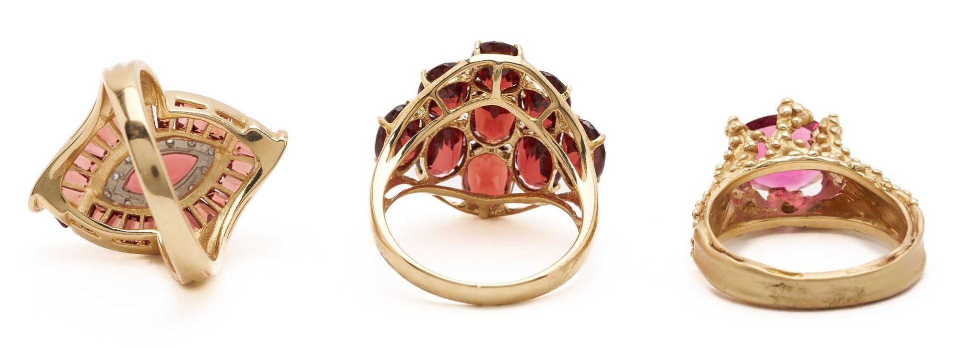 Lot 728: Three (3) Gold & Gemstone Rings