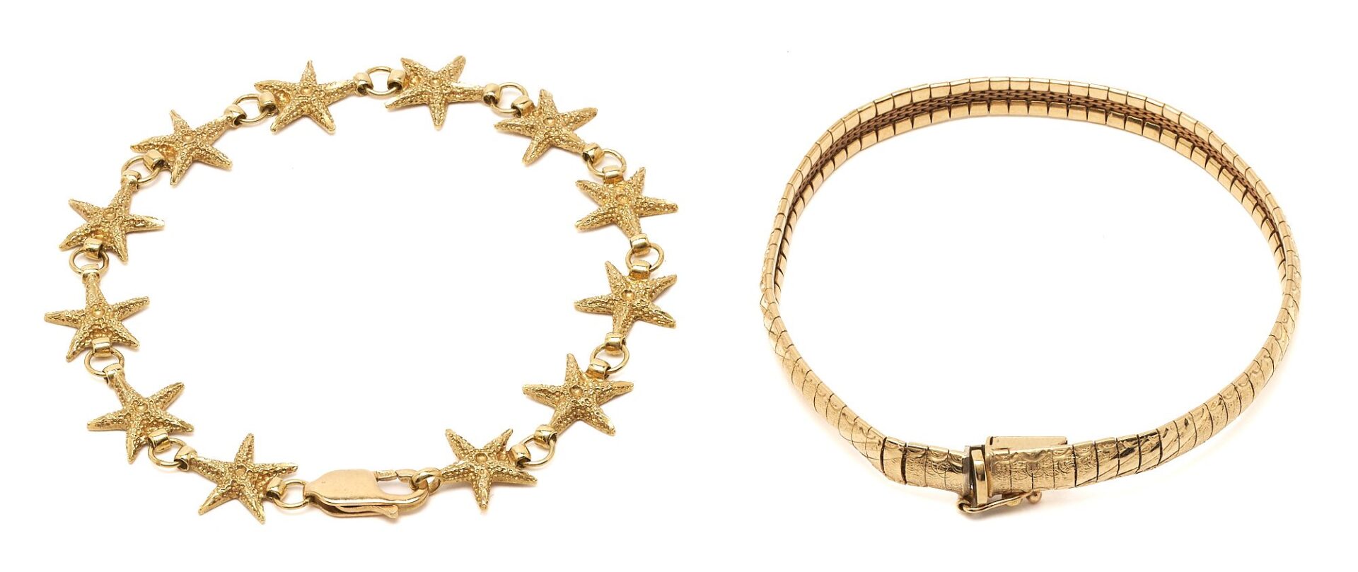 Lot 732: 2 Ladies Gold Bracelets