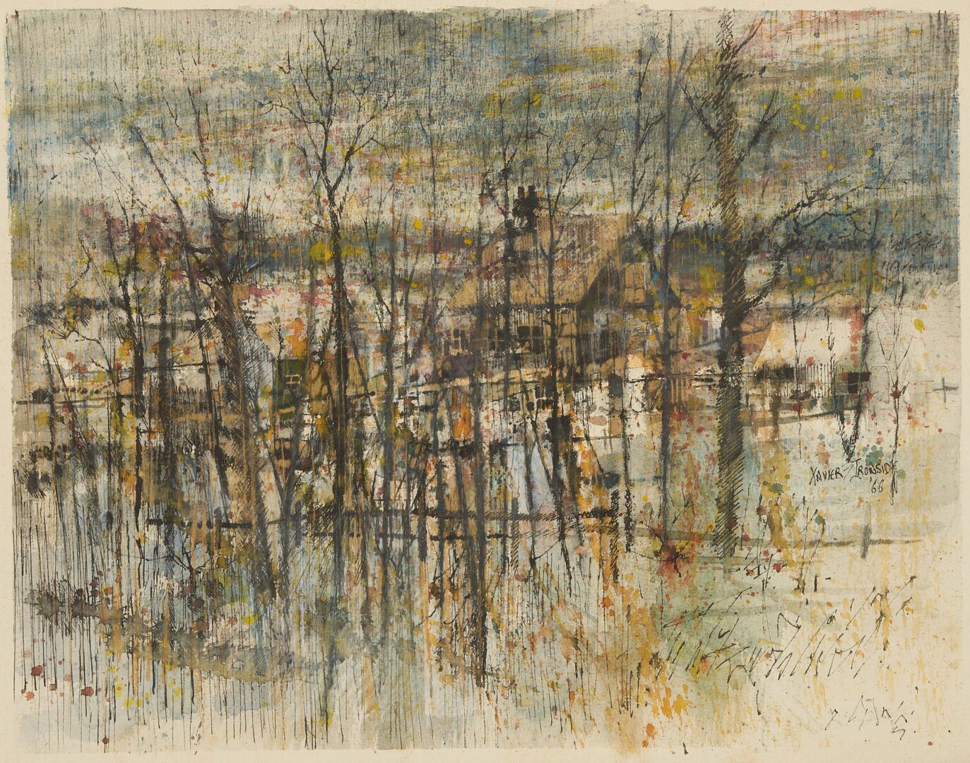 Lot 740: Xavier Ironsides W/C Abstract Landscape, Last Cold Day