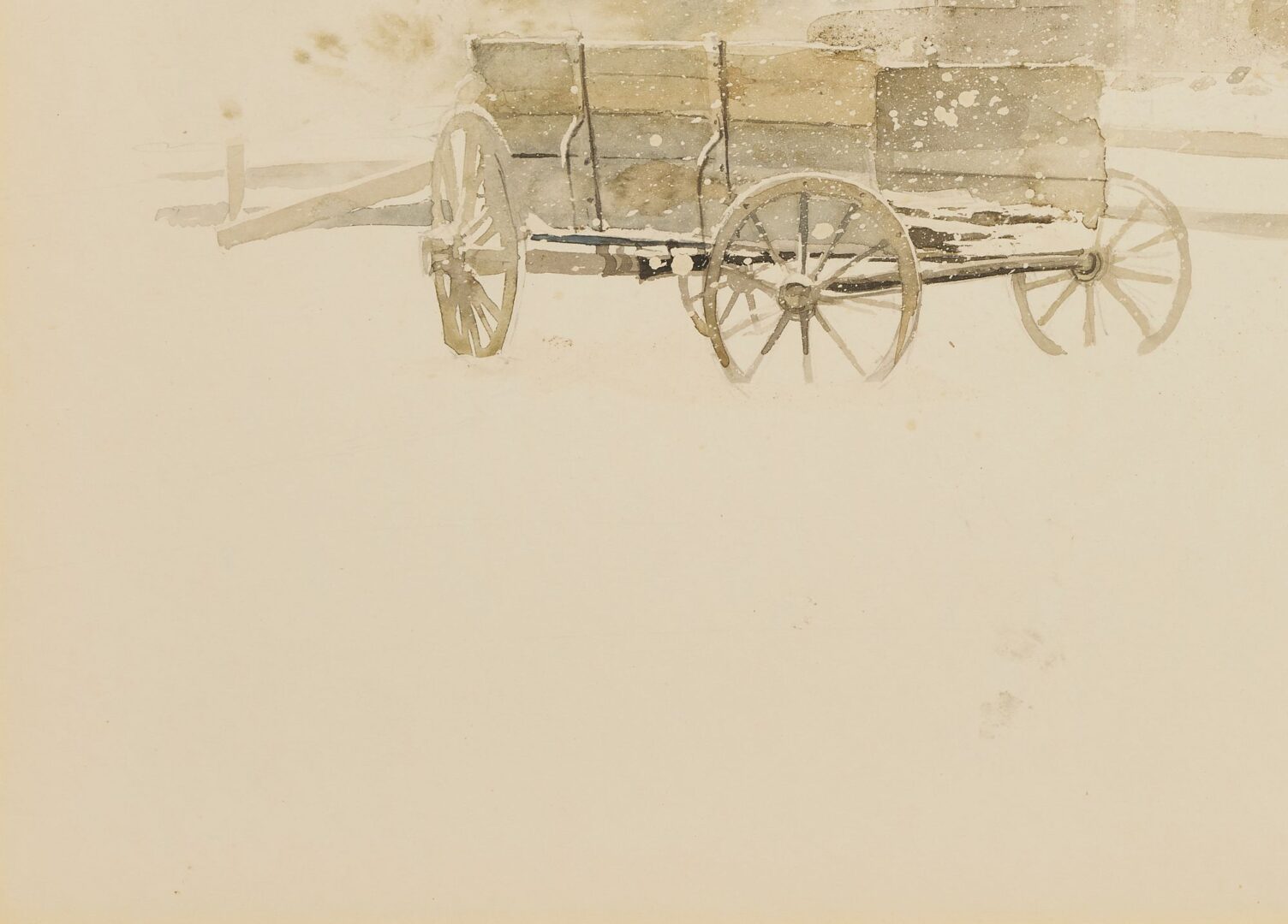 Lot 741: Xavier Ironside W/C Winter Scene, Barn with Wagon