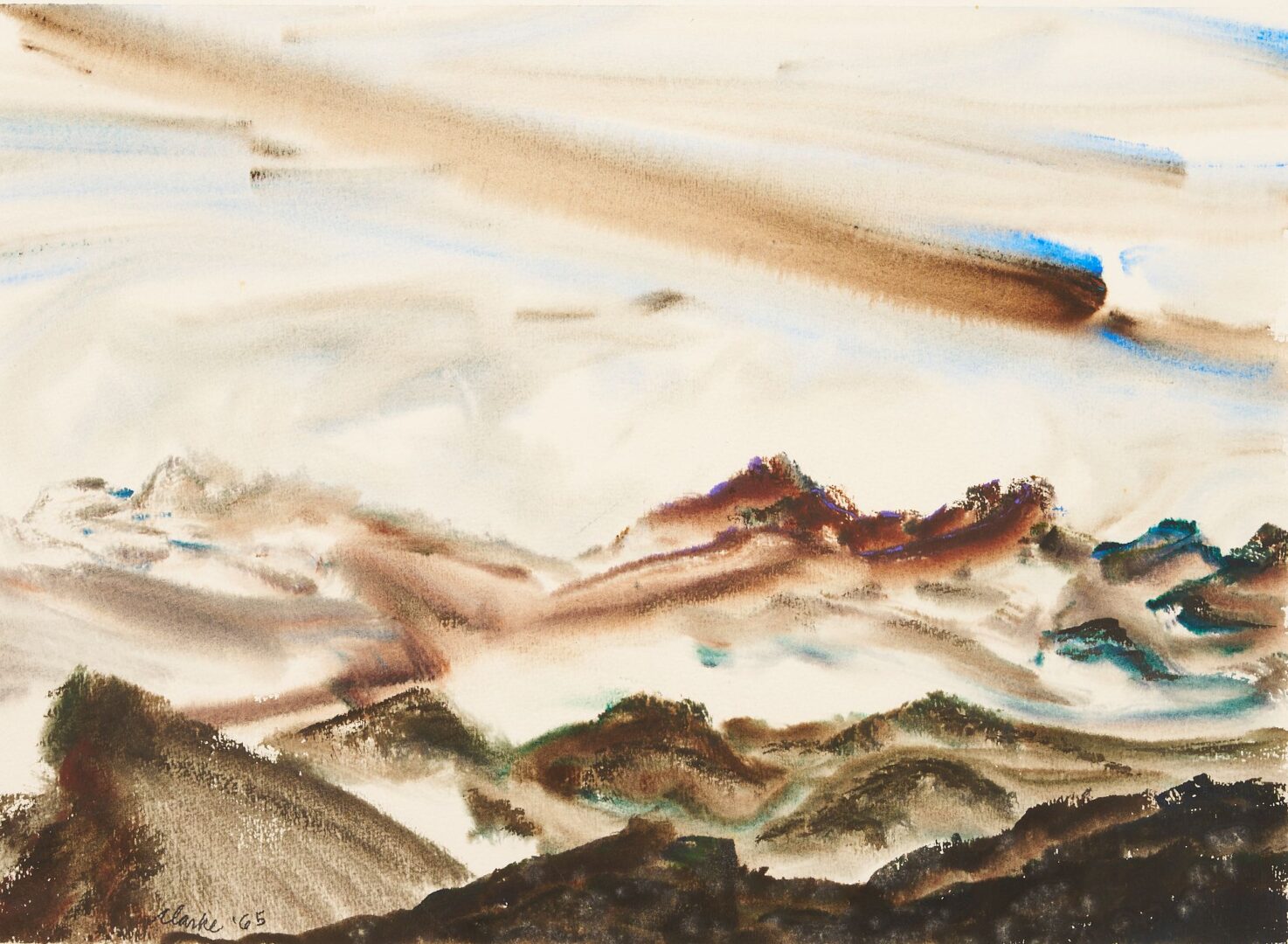 Lot 742: Richard Clarke Watercolor Painting, Polkton Mountain