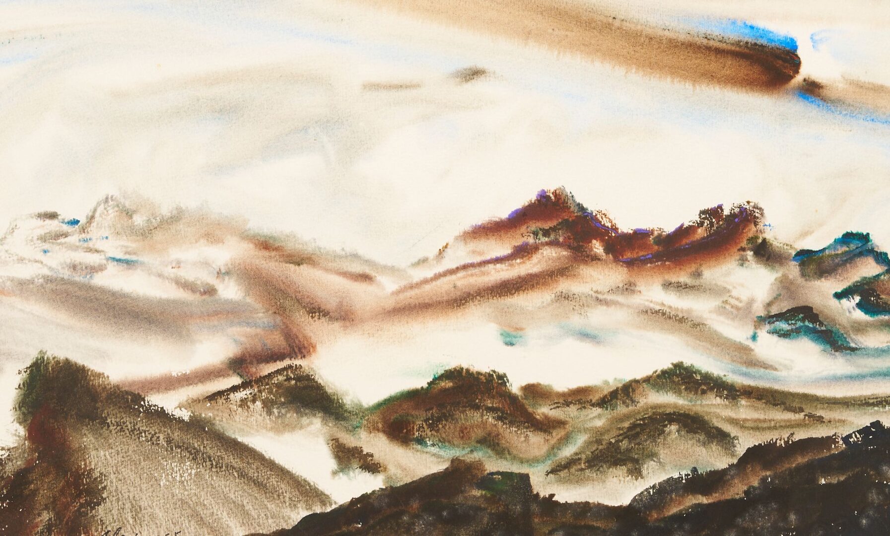 Lot 742: Richard Clarke Watercolor Painting, Polkton Mountain