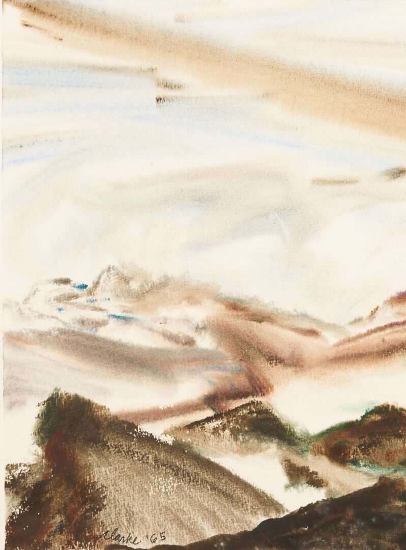 Lot 742: Richard Clarke Watercolor Painting, Polkton Mountain