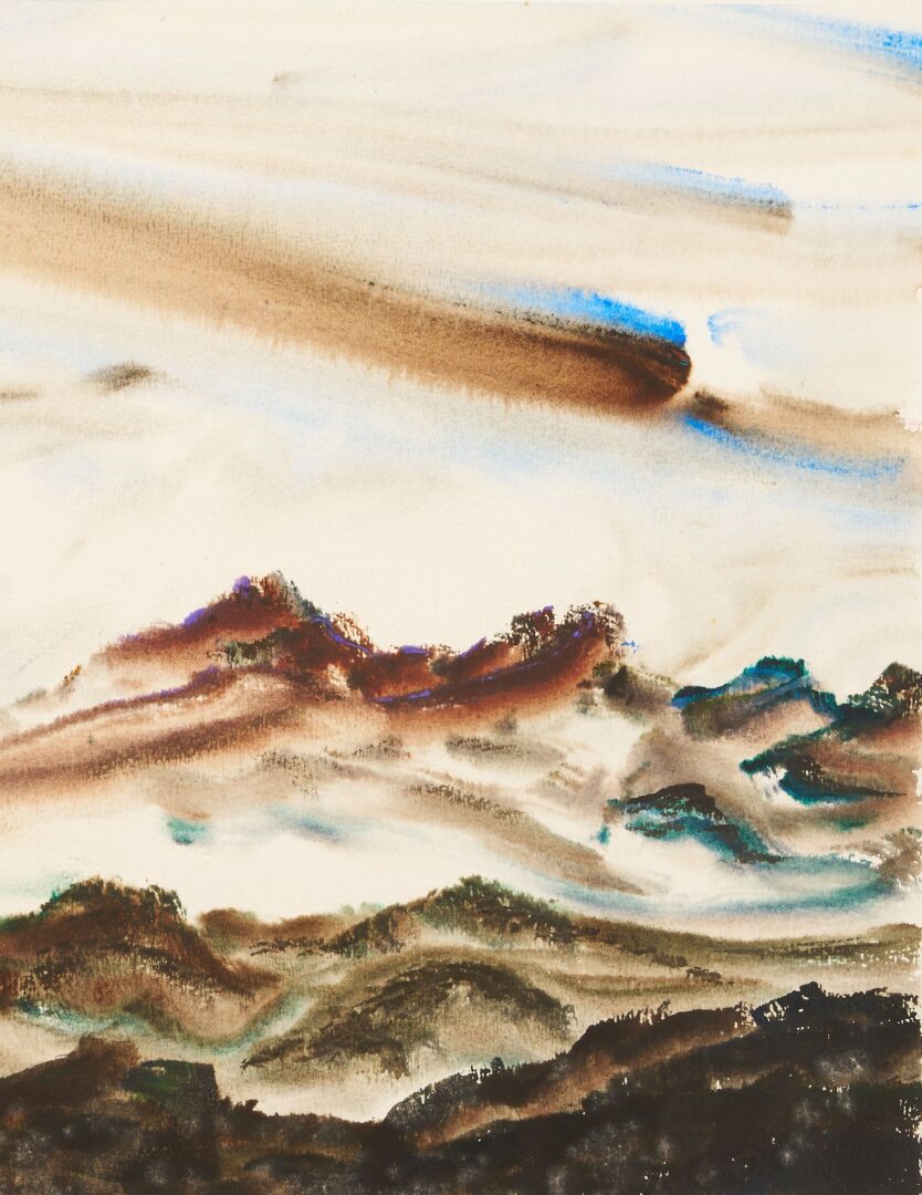 Lot 742: Richard Clarke Watercolor Painting, Polkton Mountain