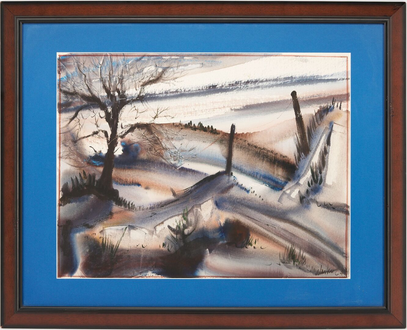 Lot 743: Richard Clarke Watercolor Painting, Winter Landscape