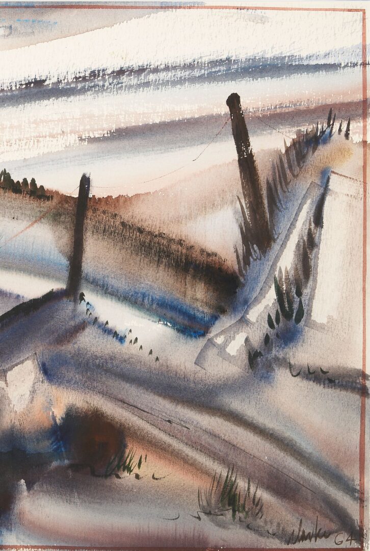 Lot 743: Richard Clarke Watercolor Painting, Winter Landscape