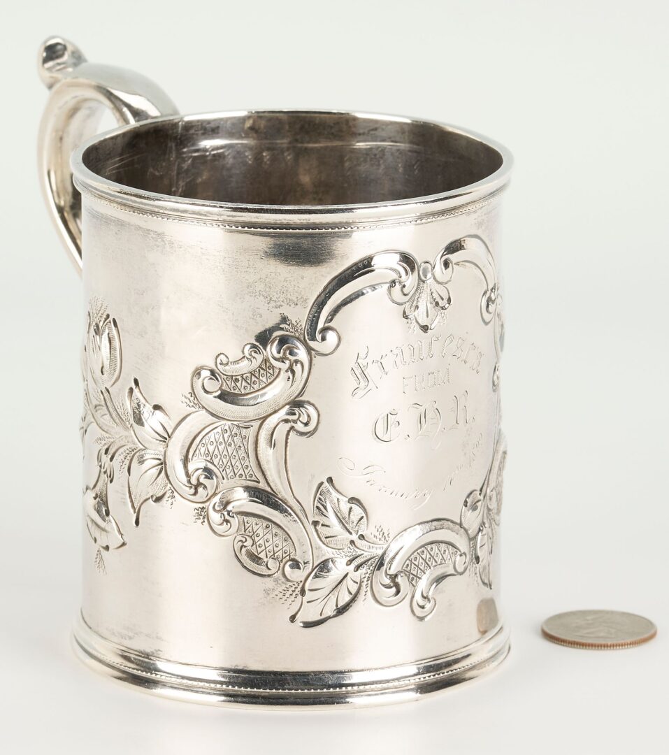 Lot 74: Large Coin Silver Mug, SC History