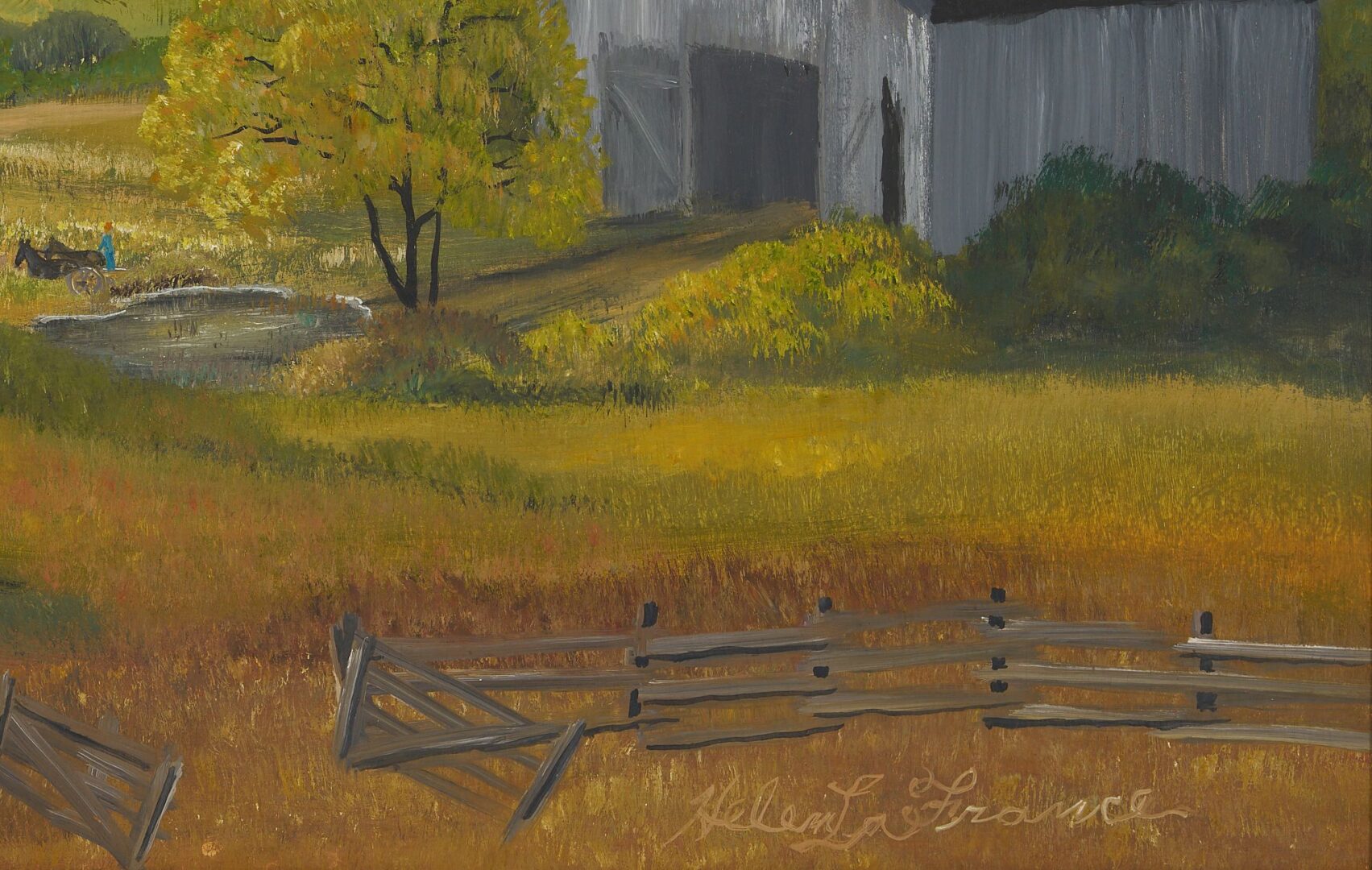 Lot 750: Helen La France Farm Scene Painting